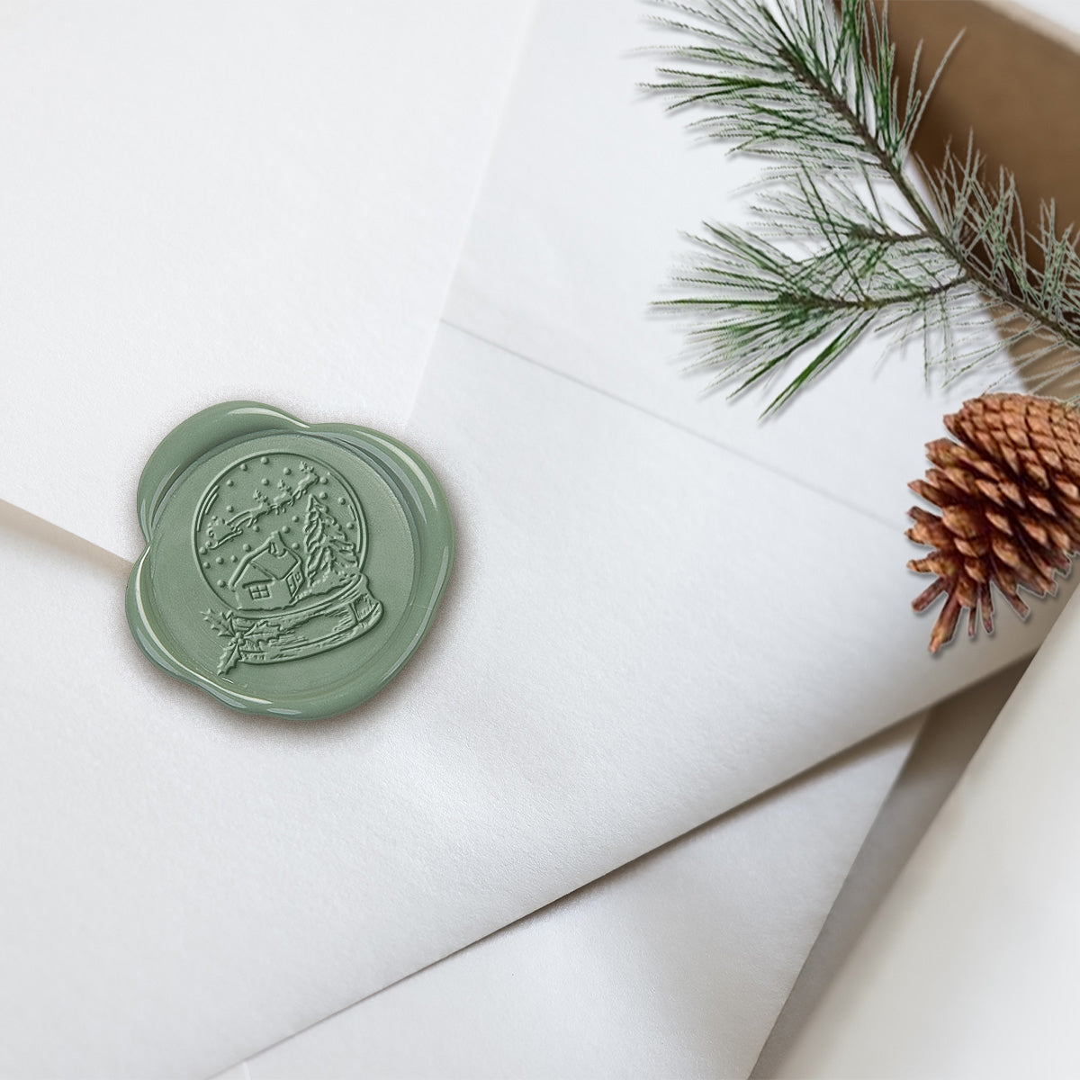Snow Globe Adhesive Christmas Wax Seal Stickers 8PK - Hand Pressed 1 1/4"