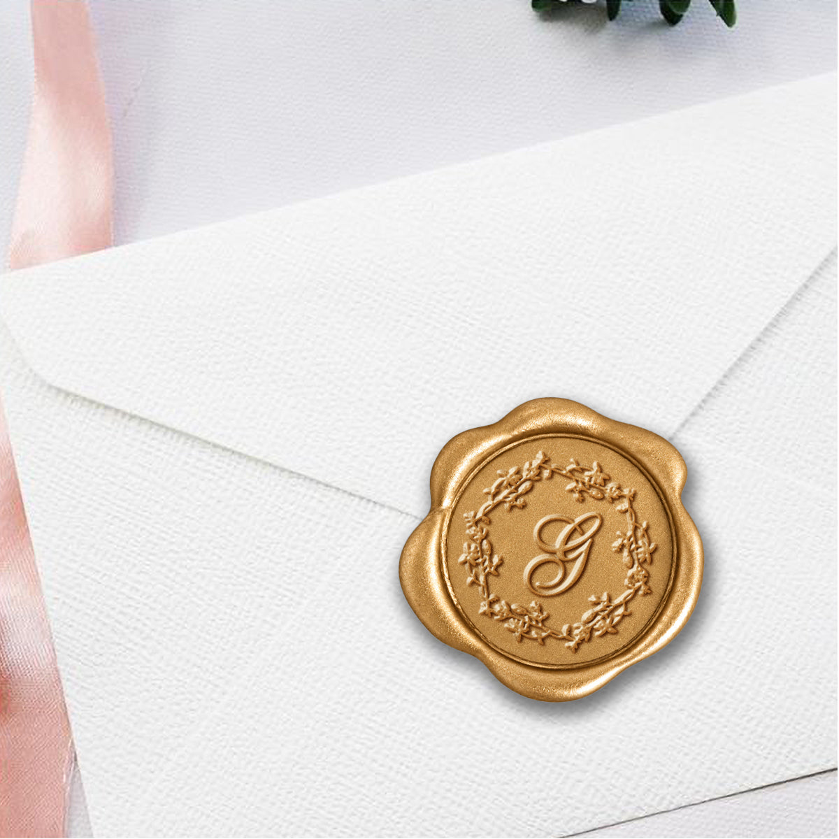Romantica Initial Adhesive Wax Seals #7030 Bundle with Stamp
