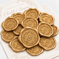 Romantica Initial Adhesive Wax Seals #7030 Bundle with Stamp