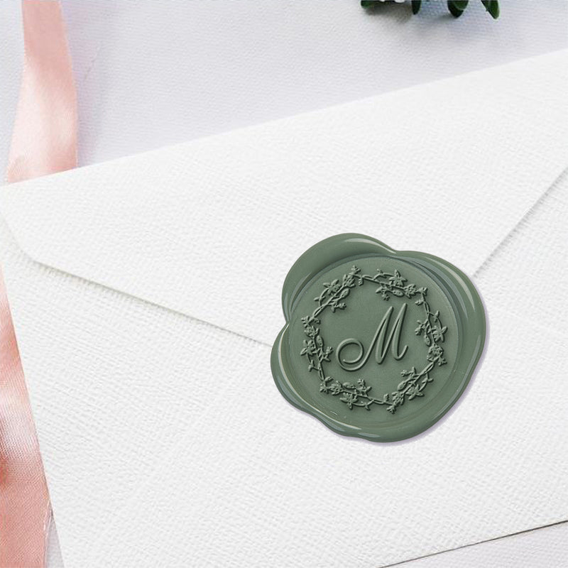 Romantica Initial Adhesive Wax Seals #7030 Bundle with Stamp - Nostalgic Impressions