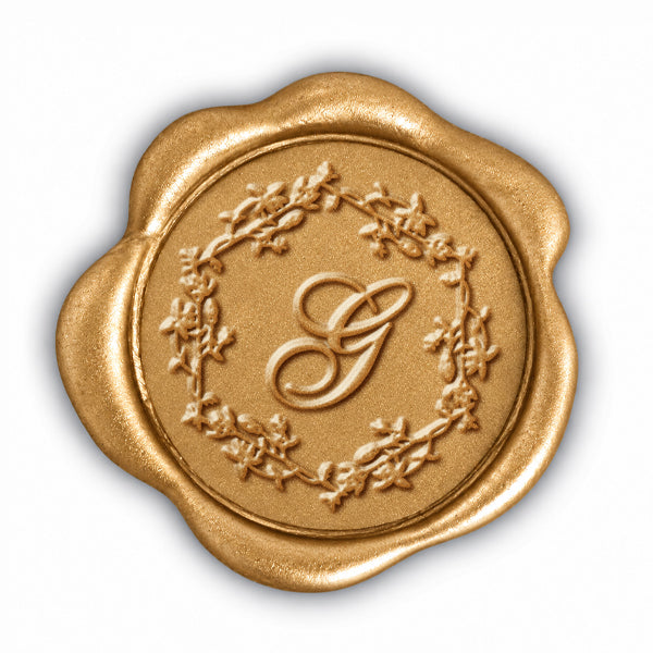Romantica Initial Adhesive Wax Seals #7030 Bundle with Stamp