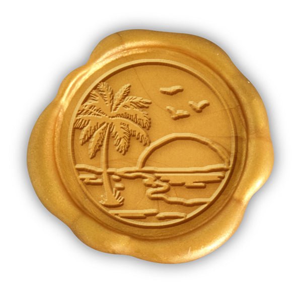 Beach Scene Hand Pressed Adhesive Wax Seals #7514PNS - Nostalgic Impressions