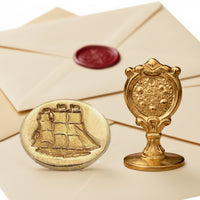 Clipper Ship Wax Seal Stamp – Vintage-Style Oval Florentine Brass Stamp with Attached Handle - Nostalgic Impressions
