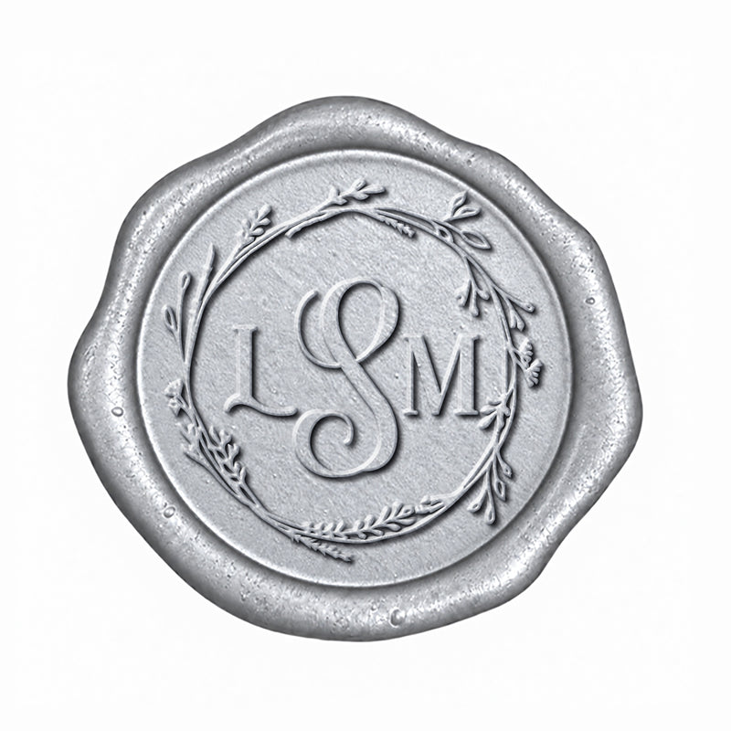 Arya Wedding Monogram Adhesive Wax Seals #7841 bundle with stamp