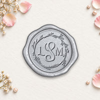Arya Wedding Monogram Adhesive Wax Seals #7841 bundle with stamp