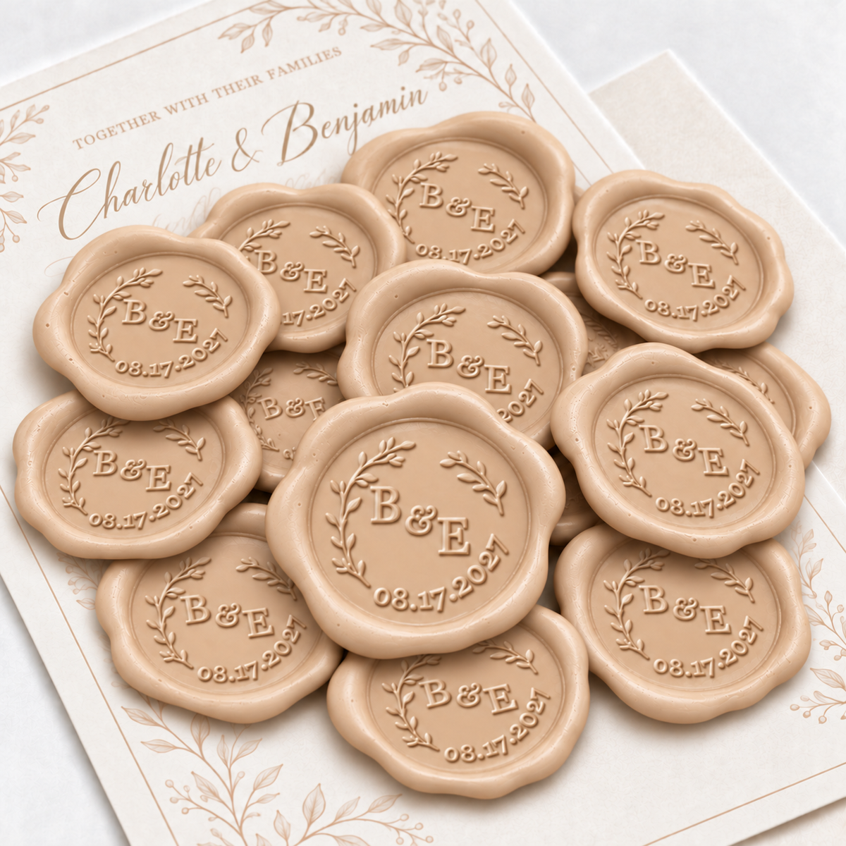 Zola Wedding Monogram Adhesive Wax Seals #8021 Bundle with Stamp