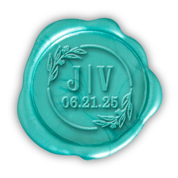 Katrina Wedding Monogram Adhesive Wax Seals #8023 Bundle with Stamp - Nostalgic Impressions