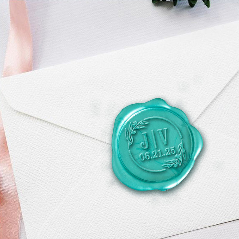 Katrina Wedding Monogram Adhesive Wax Seals #8023 Bundle with Stamp - Nostalgic Impressions