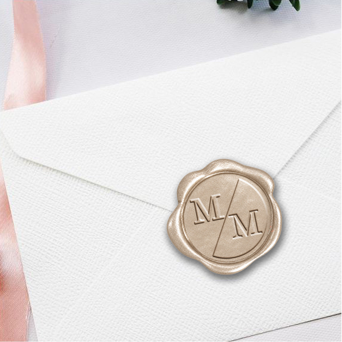 Split Initials Wedding Monogram Adhesive Wax Seals #8029 Bundle with Stamp