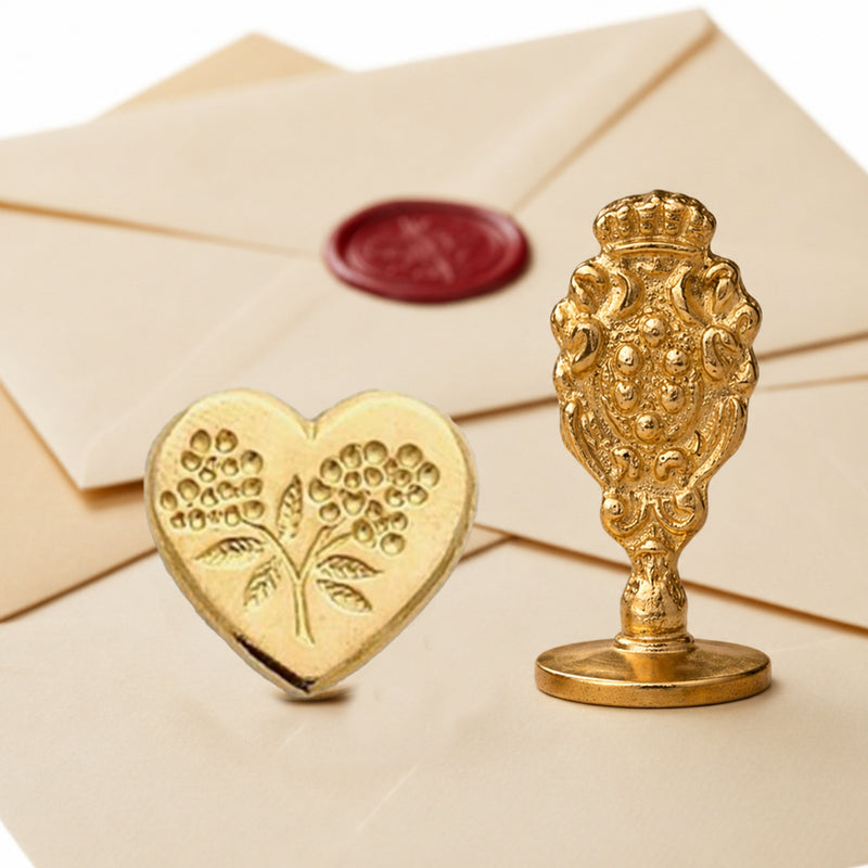 Heart shaped Wax Seal Stamp – Vintage-Style Oval Florentine Brass Stamp with Attached Handle - Nostalgic Impressions