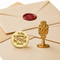 Coat of Arms Wax Seal Stamp – Vintage-Style Round Florentine Brass Stamp with Attached Handle - Nostalgic Impressions