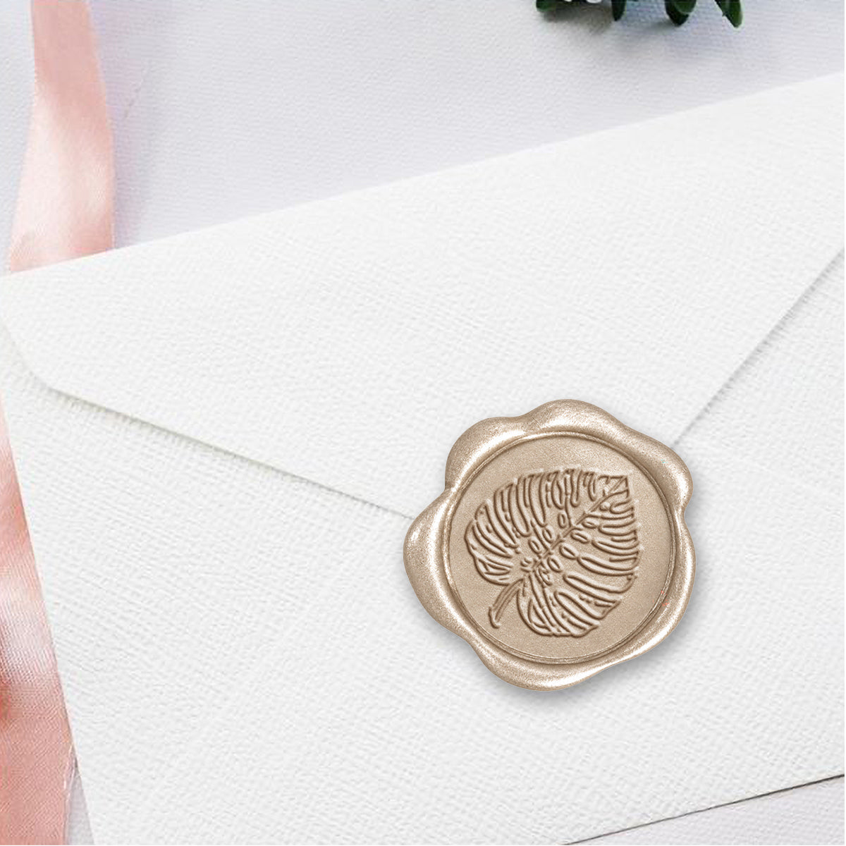 Monstera Leaf Hand Pressed Adhesive Wax Seals #8503
