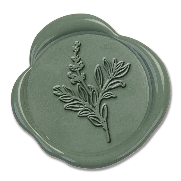 Botanical Sage Hand Pressed Wedding Motif Adhesive Wax Seals #5052 - Nostalgic Impressions
