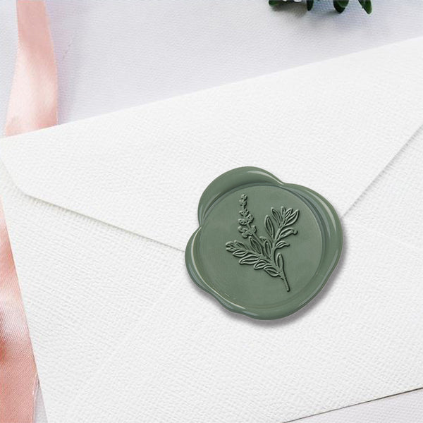 Botanical Sage Hand Pressed Wedding Motif Adhesive Wax Seals #5052 - Nostalgic Impressions