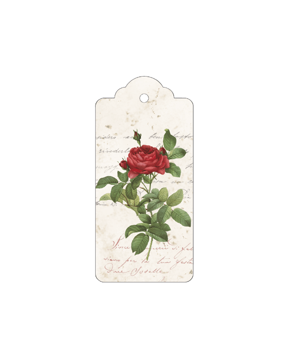 Red Rose Italian Gift Tags with String - Pack of 4 - Nostalgic Impressions