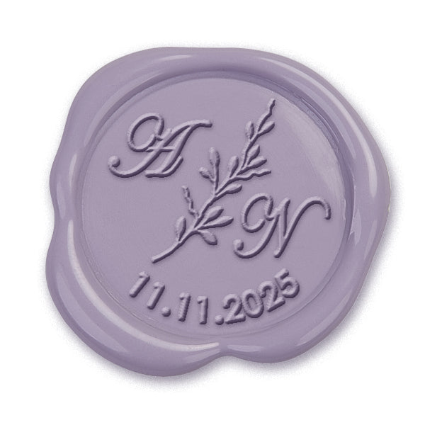 Rosemary Wedding Monogram Adhesive Wax Seals #8710 Bundle with Stamp - Nostalgic Impressions