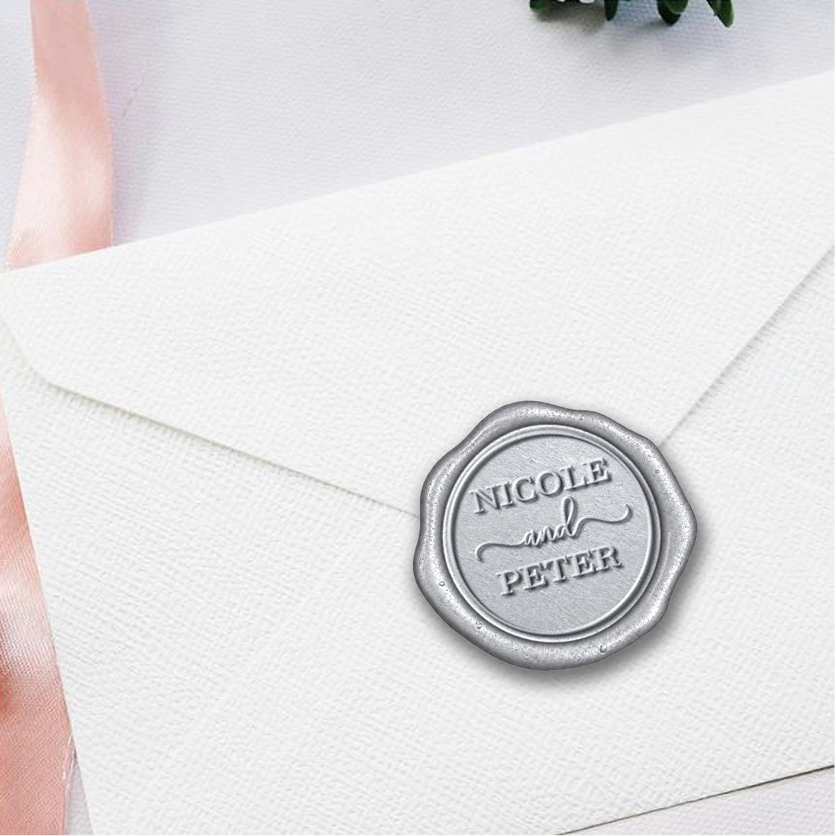 Perfect Couple Wedding Monogram Adhesive Wax Seals #8730 bundle with stamp