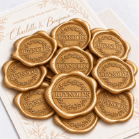 Garland with Names Wedding Monogram Adhesive Wax Seals #8734 Bundle with Stamp
