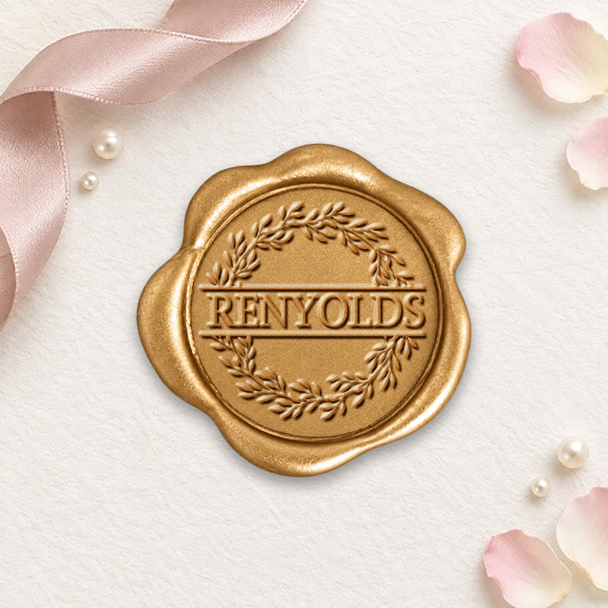 Garland with Names Wedding Monogram Adhesive Wax Seals #8734 Bundle with Stamp