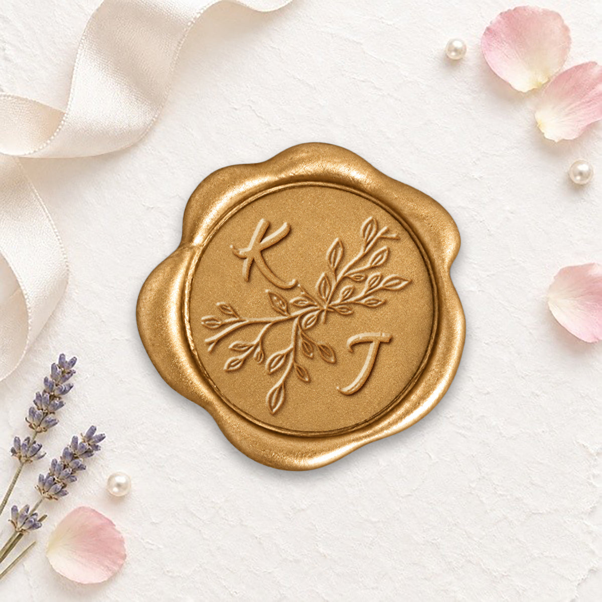 Perpetua Wedding Monogram Adhesive Wax Seals #8813 Bundle with Stamp
