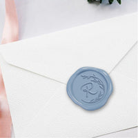 Half Vine Single Initial Adhesive Wax Seals #8826 Bundle with Stamp
