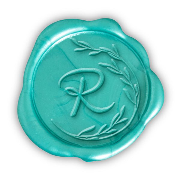 Half Vine Single Initial Adhesive Wax Seals #8826 Bundle with Stamp - Nostalgic Impressions