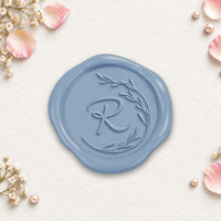 Half Vine Single Initial Adhesive Wax Seals #8826 Bundle with Stamp