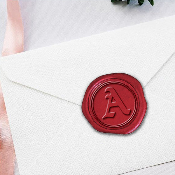 Old English Single Initial Adhesive Wax Seals #8828 Bundle with Stamp - Nostalgic Impressions