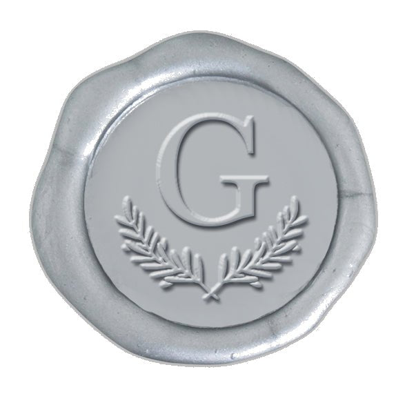 Pine Branch Single Initial Adhesive Wax Seals #8829 Bundle with Stamp - Nostalgic Impressions