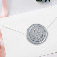Pine Branch Single Initial Adhesive Wax Seals #8829 Bundle with Stamp - Nostalgic Impressions