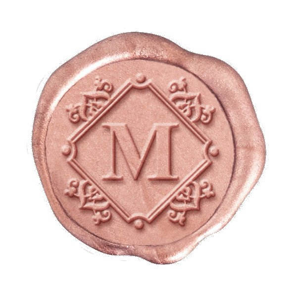 Regal Geo Single Initial Adhesive Wax Seals #8830 Bundle with Stamp - Nostalgic Impressions