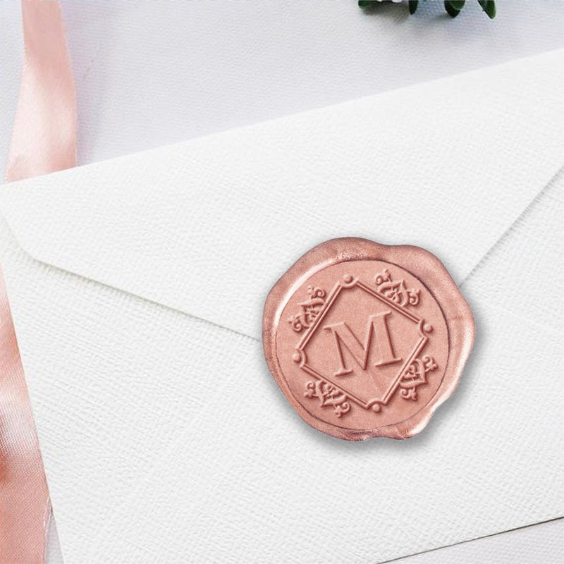 Regal Geo Single Initial Adhesive Wax Seals #8830 Bundle with Stamp - Nostalgic Impressions