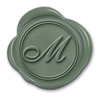 Shelley Script Single Initial Adhesive Wax Seals #8831 Bundle with Stamp - Nostalgic Impressions