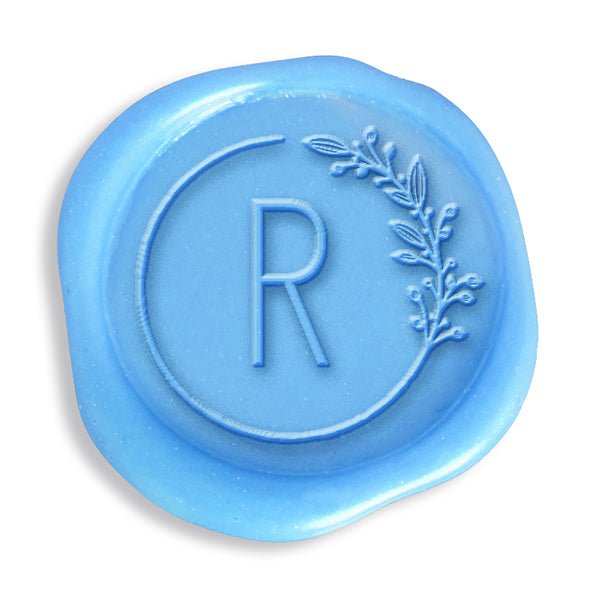 Circle Vine Single Initial Adhesive Wax Seals #8832 Bundle with Stamp - Nostalgic Impressions
