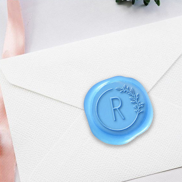 Circle Vine Single Initial Adhesive Wax Seals #8832 Bundle with Stamp - Nostalgic Impressions