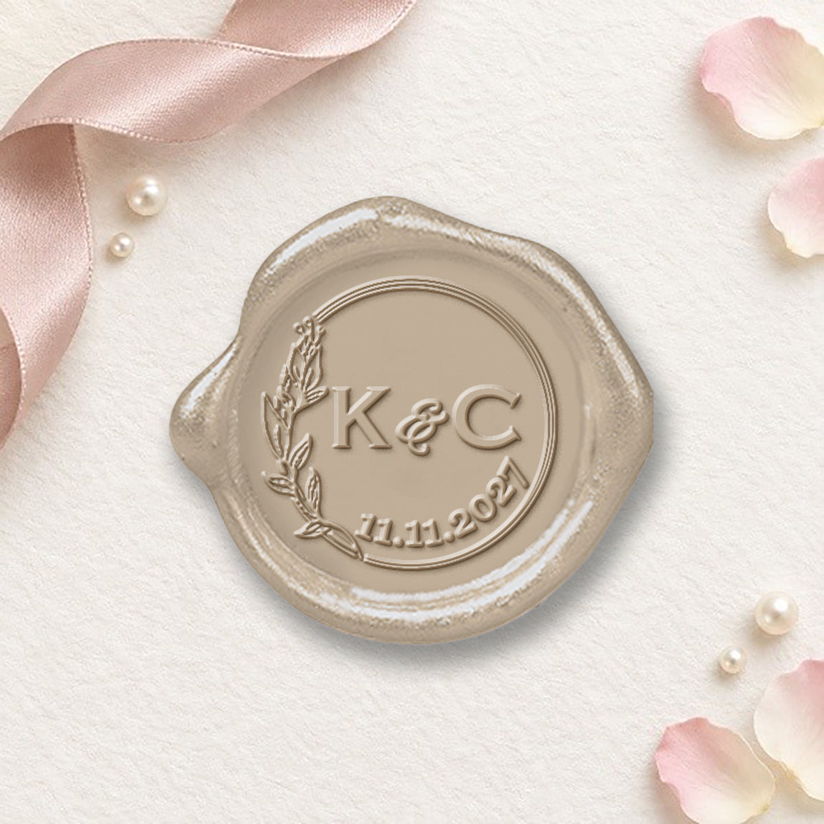Symphony Wedding Monogram Adhesive Wax Seals #8904 Bundle with Stamp