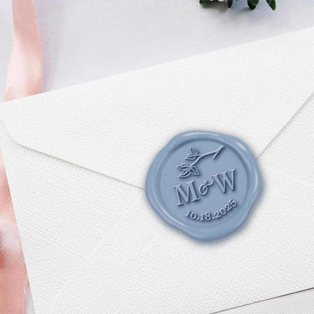 Harmony Wedding Monogram Adhesive Wax Seals #8905 Bundle with Stamp - Nostalgic Impressions