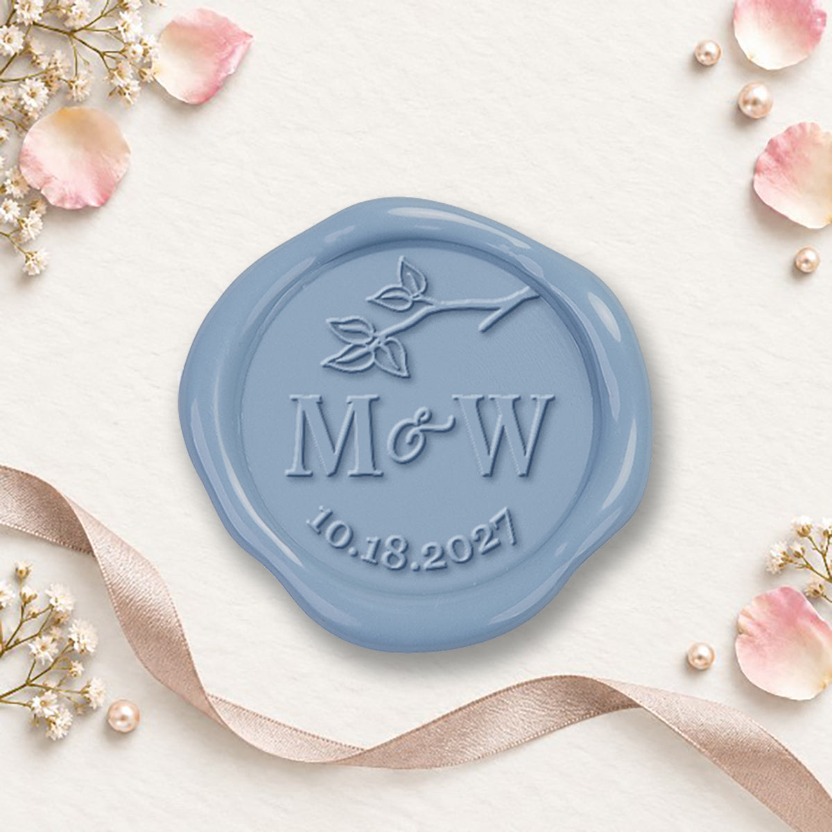 Harmony Wedding Monogram Adhesive Wax Seals #8905 Bundle with Stamp