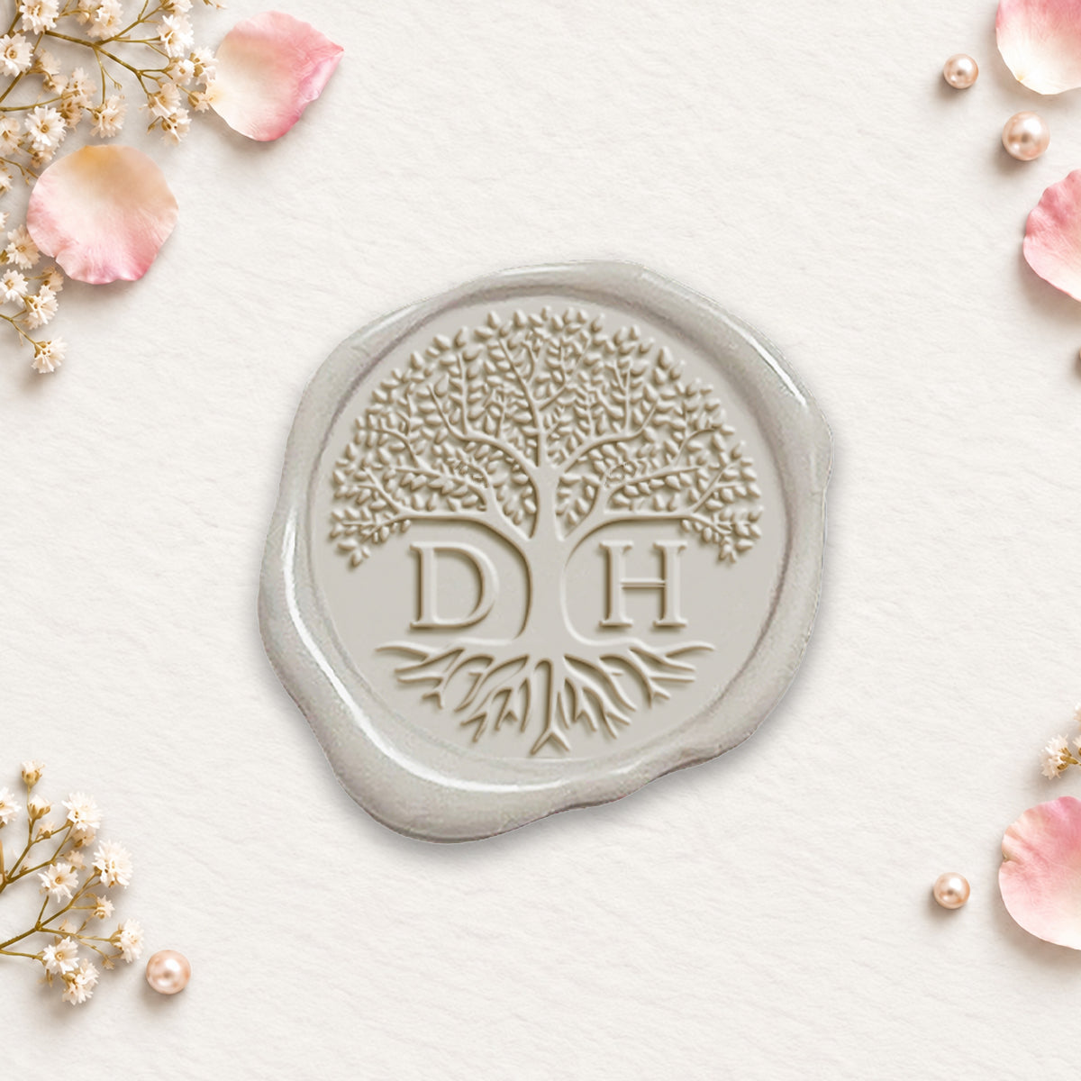 Banyan Tree Wedding Monogram Adhesive Wax Seals #9004 bundle with Stamp