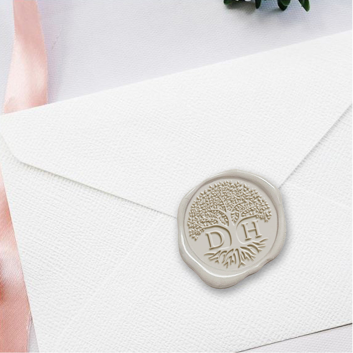 Banyan Tree Wedding Monogram Adhesive Wax Seals #9004 bundle with Stamp
