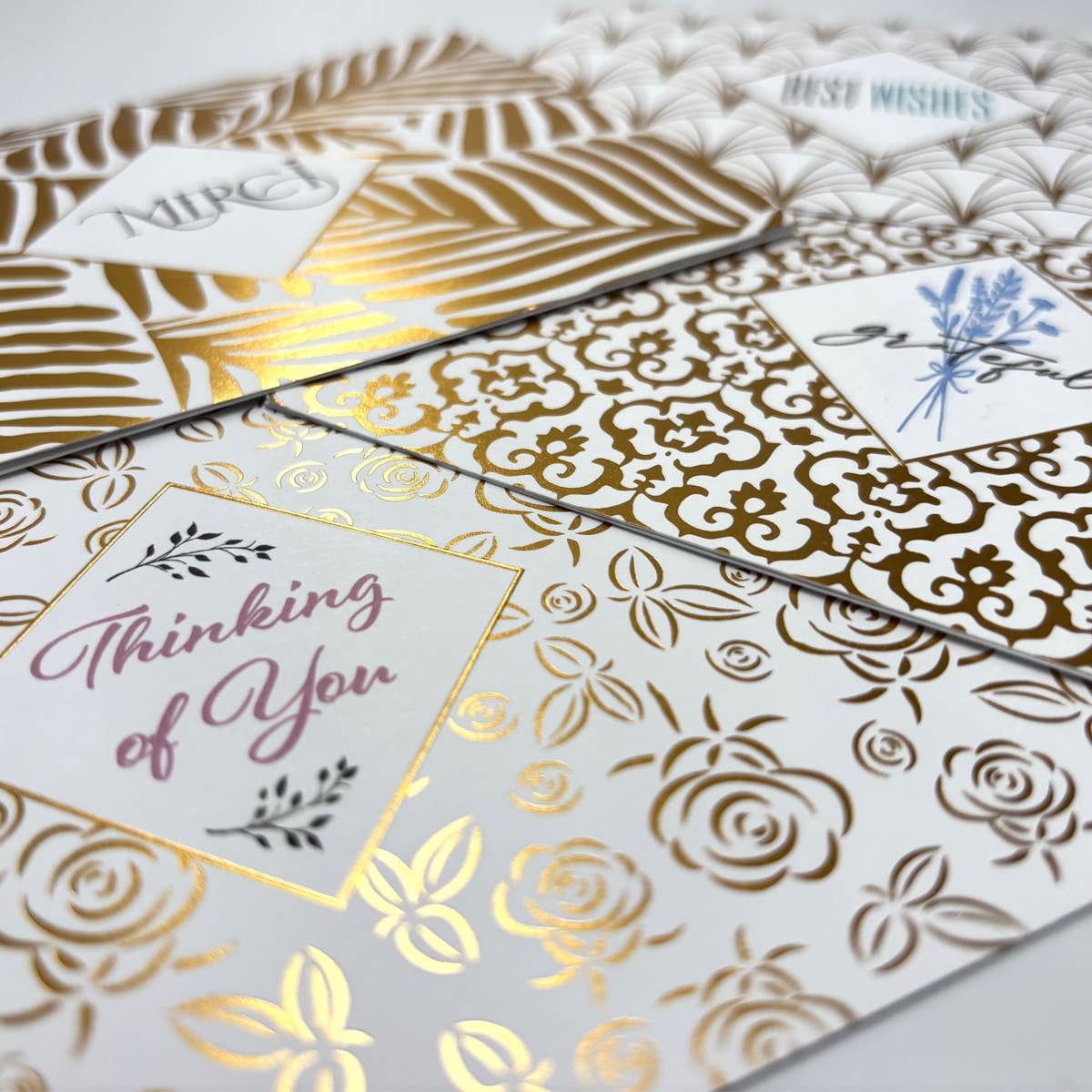Gold Foil Best Wishes Note Card Detail by Nostalgic Impressions