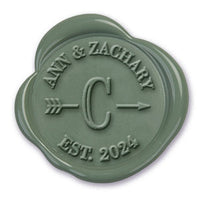Arrow Wedding Monogram Adhesive Wax Seals #9301A bundle with stamp - Nostalgic Impressions