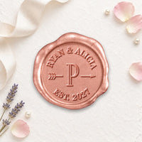Arrow Wedding Monogram Adhesive Wax Seals #9301A bundle with stamp