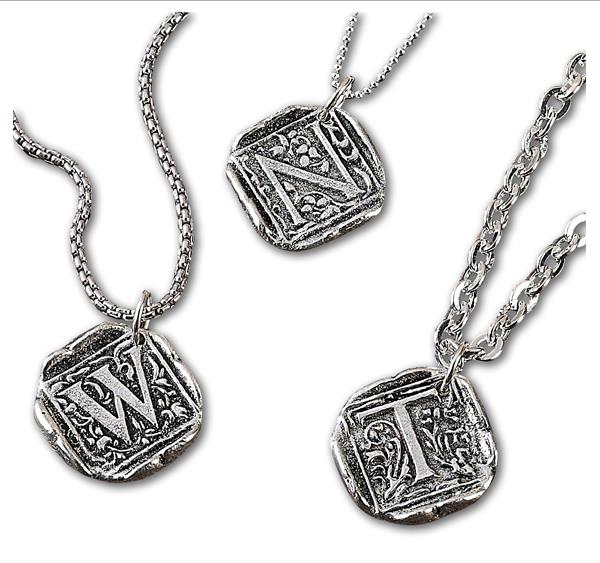 Filigree Initial Wax Seal Charm 1" square - Antiqued Silver - Made in Italy - Nostalgic Impressions