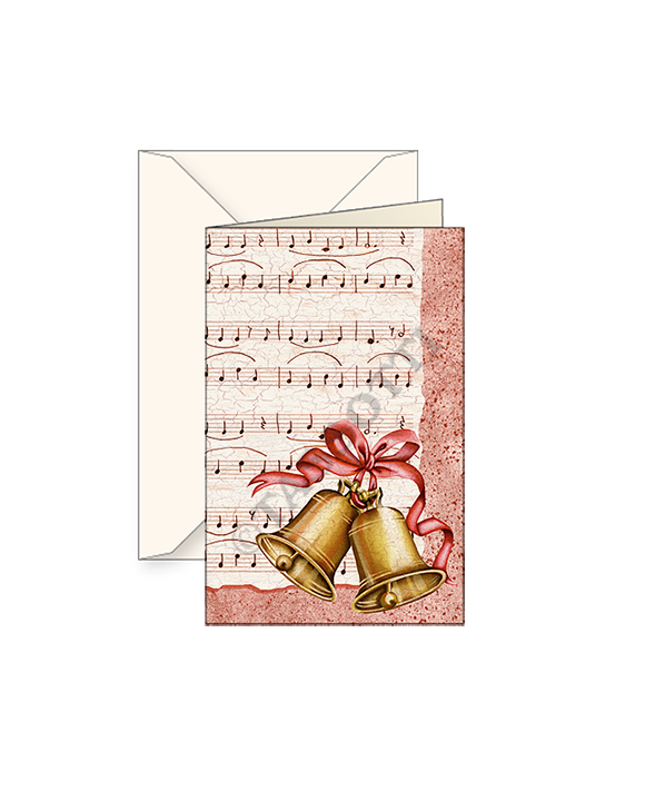Christmas Melodies Small Note Cards with envelope 3x4 - Set of 2