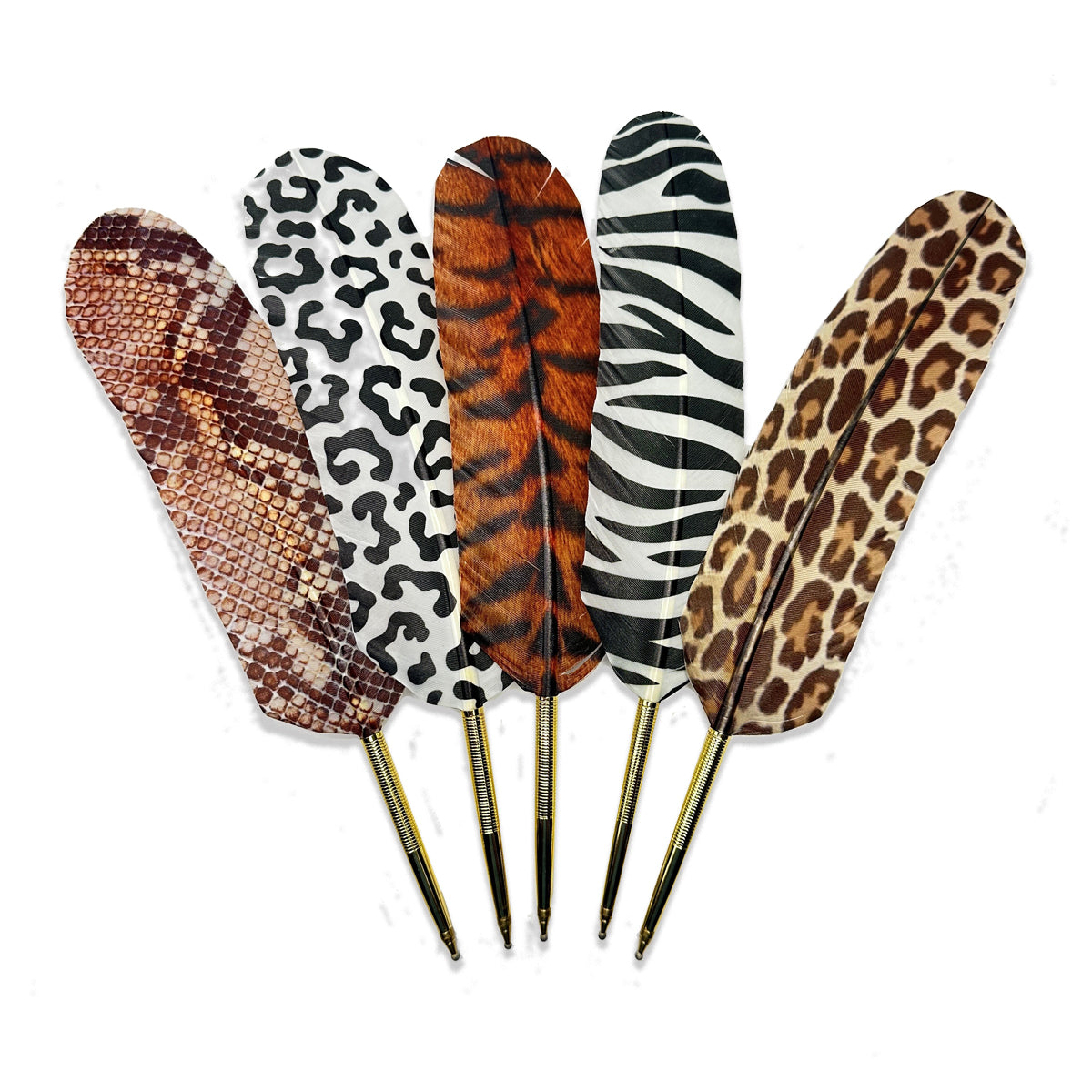 Animal Print Feather Ballpoint Pen with 2 refills in folder