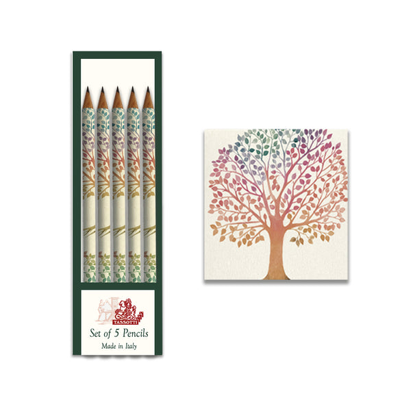 Albero Della Vita Decorated Italian Art Paper Pencils Pack of 5 - Nostalgic Impressions