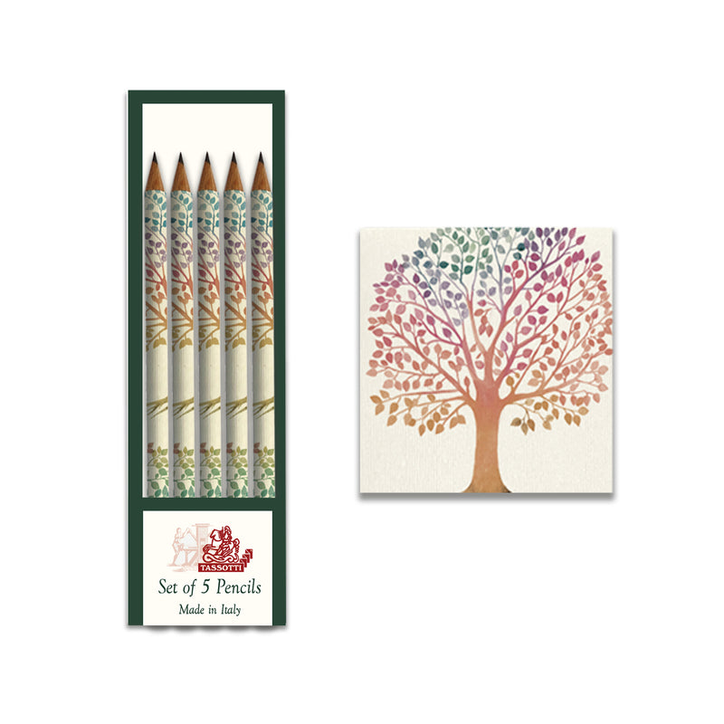 Albero Della Vita Decorated Italian Art Paper Pencils Pack of 5