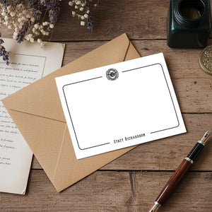 Personalized Flat Notecard Set with Vintage Symbols 8/8 -5.5 x 4.25