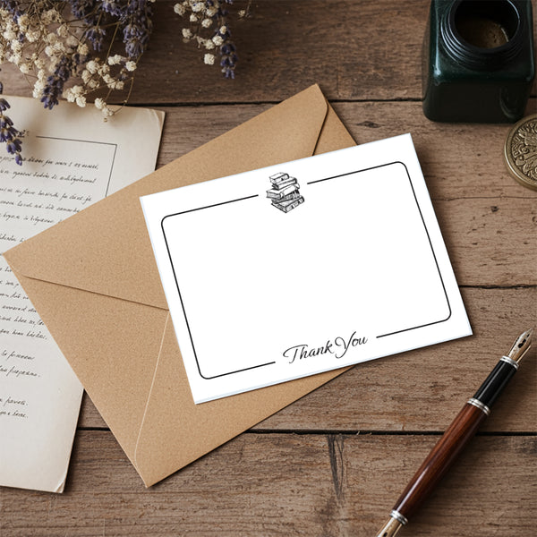 Thank you Flat Notecard Set with Vintage Symbols 8/8 -5.5 x 4.25